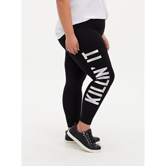 Torrid Plus Size 3X Killin It Premium Leggings Black Cotton Blend - Picture 1 of 5